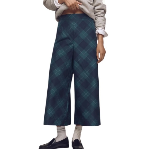 Anthropologie Maeve Taffeta Printed Cropped Wide Leg Pants - Picture 3 of 9